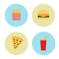 Set Icons in the circles of fast food. Vector Royalty Free Stock Photo