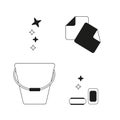 Set of icons for cleaning tools. House cleaning staff. Flat design style. Cleaning design elements. Vector illustration Royalty Free Stock Photo