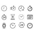 Set of icons about clock and alarm clock. Vector illustration eps 10