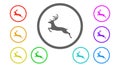Set of icons in color,illustration,wildlife,deer