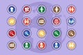A set of icons on colored buttons with transparent elements. Part 11 Royalty Free Stock Photo