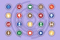 A set of icons on colored buttons with transparent elements. Part 9 Royalty Free Stock Photo