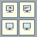 Set of icons with computer monitors with analytical graphs charts for report, business reporting