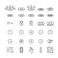 Set of icons for cooktops of stoves. Temperature indicator, touch control, lock. Linear illustration for gas, electric induction,