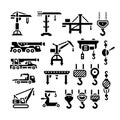 Set icons of crane, lifts, winches and hooks
