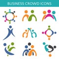 Set of icons crowd business relationship. illustration