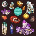 Set Of Icons Crystals Stones Royalty Free Stock Photo