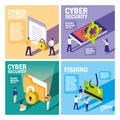 Set icons of cyber security Royalty Free Stock Photo