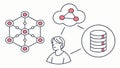A set of icons for data, networking, and technology, vector design Generative AI Royalty Free Stock Photo