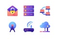 Set icons with database, wi-fi modem, web, mail, network, laptop. Royalty Free Stock Photo