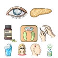 A set of icons about diabetes mellitus.