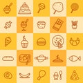 Set of icons of different kinds of food