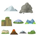 Different mountains icon in set collection