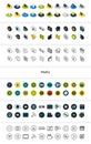 Set of icons in different style - isometric flat and otline, colored and black versions Royalty Free Stock Photo