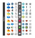 Set of icons in different style - isometric flat and otline, colored and black versions