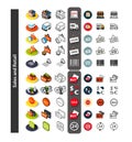 Set of icons in different style - isometric flat and otline, colored and black versions Royalty Free Stock Photo