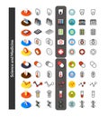 Set of icons in different style - isometric flat and otline, colored and black versions Royalty Free Stock Photo