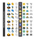 Set of icons in different style - isometric flat and otline, colored and black versions Royalty Free Stock Photo