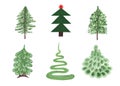 Set of icons of different styles of Christmas tree. Watercolor illustration of original icons on a white background. The symbols Royalty Free Stock Photo