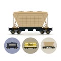 Set of icons of different types of freight cars