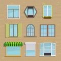 Set of icons different types windows Royalty Free Stock Photo