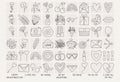 Set of icons, elements for Valentine\'s day, declarations of love and wedding doodles.