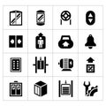 Set icons of elevator and lift