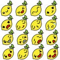 Set of icons Emoji lemons with different emotions. Vector illustration Royalty Free Stock Photo