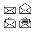 Letter envelope symbols icons signs logos simple black and white colored set 2 Royalty Free Stock Photo