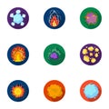 A set of icons about the explosion. Various explosions, a cloud of smoke and fire.Explosions icon in set collection on Royalty Free Stock Photo