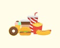 Set of icons of fast food restaurant products