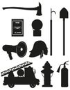 Set icons of firefighting equipment Royalty Free Stock Photo