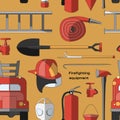 Set icons of firefighting equipment pattern