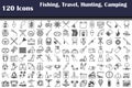 Set of 120 Icons Fishing, Travel, Hunting, Camping icons