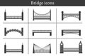 Set of icons in flat style on bridges theme. City Royalty Free Stock Photo