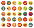 Set of icons with food and drinks for restaurant or commercial. Royalty Free Stock Photo