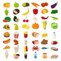 Set of icons with food and drinks for restaurant or commercial. Vector Royalty Free Stock Photo