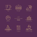 Set of icons with food and drinks for restaurants and cafes.