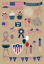 Set of icons forth of july