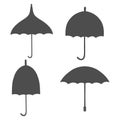 Set with icons of a four different retro umbrellas Royalty Free Stock Photo
