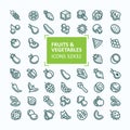 Set of icons of fruits and vegetables in the style of a thin line, editable stroke Royalty Free Stock Photo