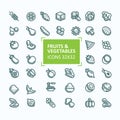 Set of icons of fruits and vegetables in the style of a thin line, stroke Royalty Free Stock Photo