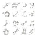 Set of icons of garden tools