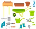 Set of icons garden tools Royalty Free Stock Photo