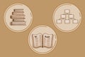 Set of icons genealogy, family tree, file storage, archival documents for actual, instagram stories, social networks, website, Royalty Free Stock Photo