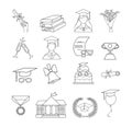 Set of icons for graduation. Linear graduation elements for invitations, posters, greeting cards etc. Graduation icon vector set