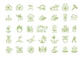 Set of icons. Growing seedlings plant shoots. Agriculture and gardener. Biotechnology plants. Sowing seeds. Vector