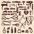 Set icons of haircutting tool - Illustration