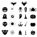 Set of icons for Halloween. Black silhouettes of characters