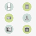 Set of icons of home appliances in flat style. Simple vector round icons in two colors. Royalty Free Stock Photo